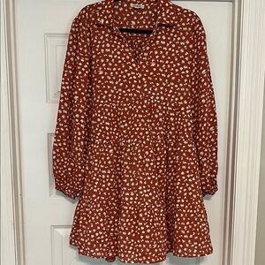 Umgee Terracotta and White Patterned Mini Dress